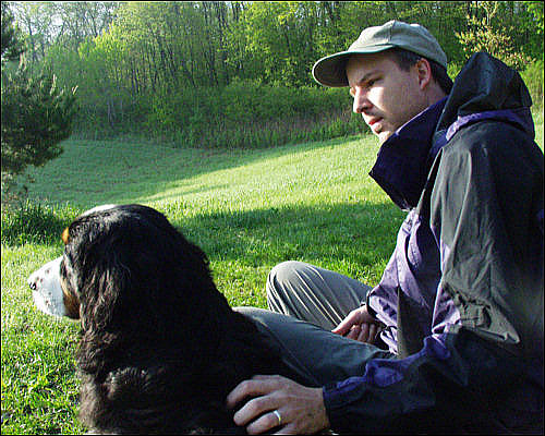 Everest and I watching the sunrise - 5/16/2003